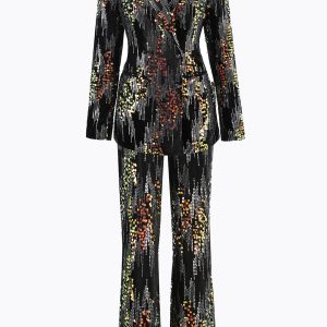 Sparkly Black 2-Piece Peak Lapel Slim Fit Women Prom Suits