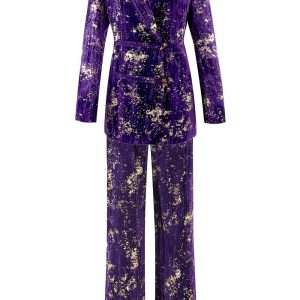 Sparkly 2-Piece Notched Lapel Purple Prom Suit