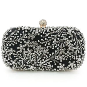 Sparkly Black Rhinestone Beaded Party Clutch